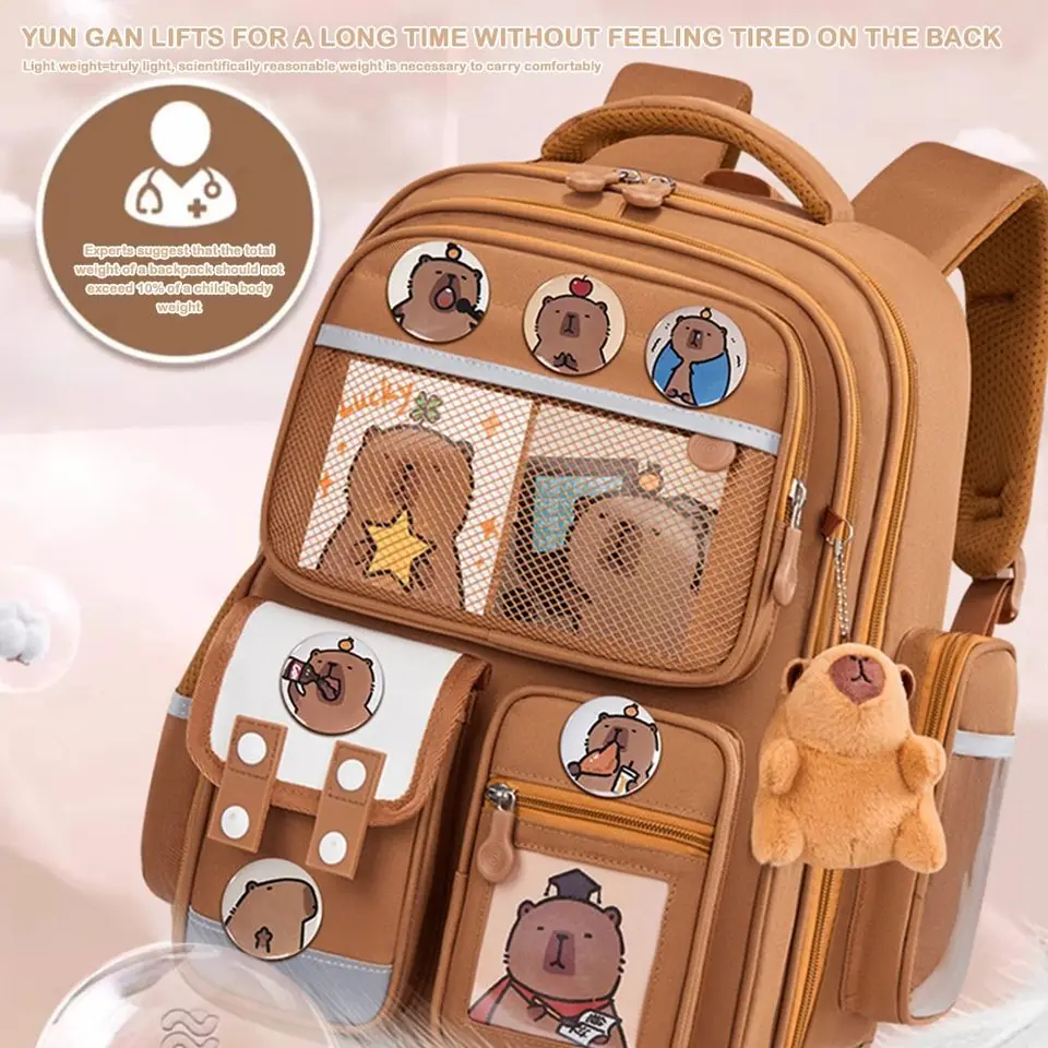 Nepremokavý batoh CapyBara veľká kapacita s kartami BADGE School School Bag Ochrana chráni