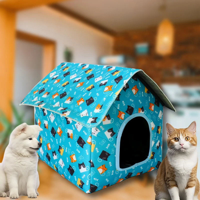 Nepremokavý mačací dom pre vonku Rainproof odolné v oblasti domácich miláčikov Cat Sleep Sleep Beds Stan Home Skladovateľné a umývateľné pre prísady šteniatka pre malé psov