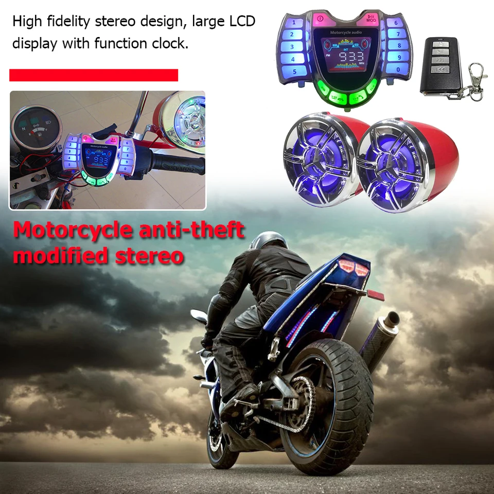 Nepremokavý motocykel Bluetooth Audio System Stereo reproduktory Radio nabíjačku USB
