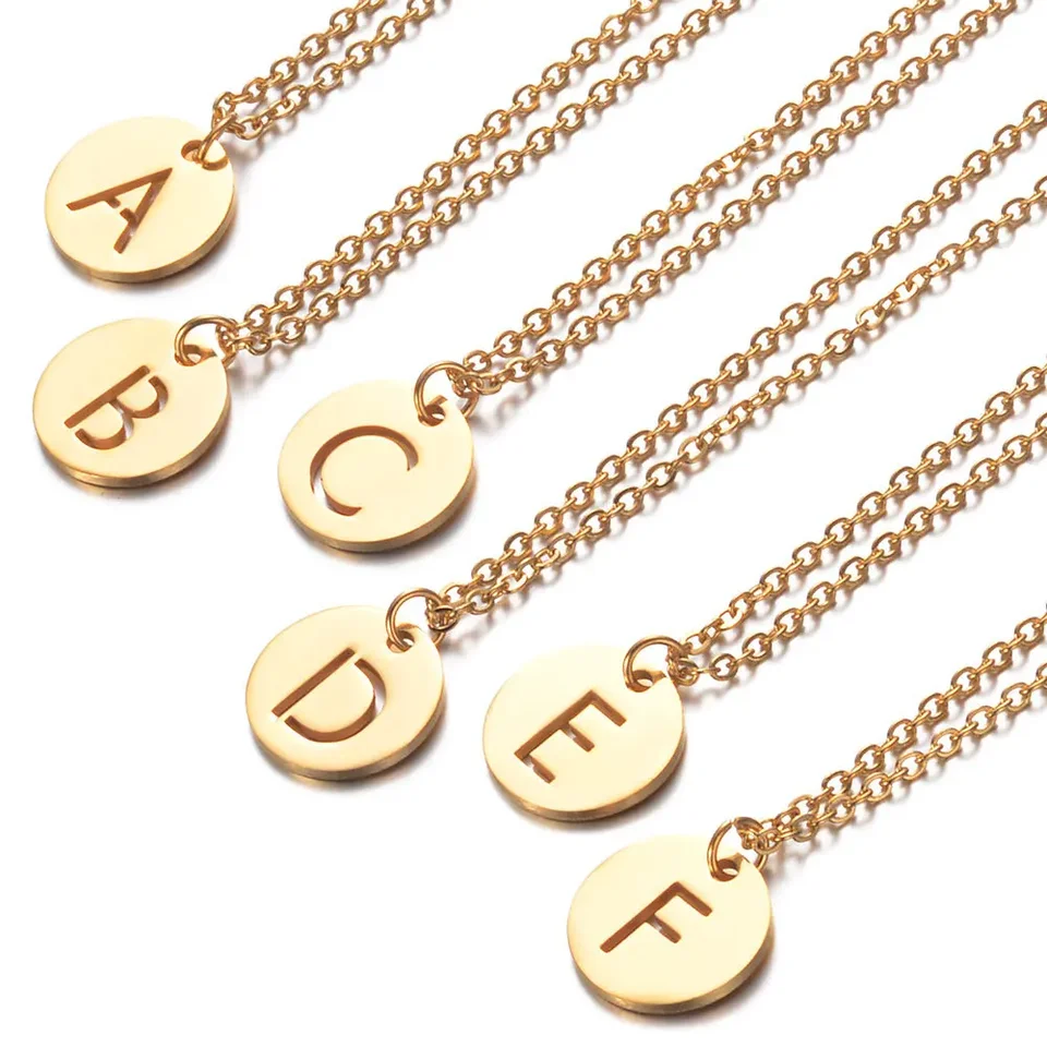 Nerezová kapitál Počiatočný AZ 26 Letter Pendant Náhrdelník muži vintage umenie písmo starý anglický skokový náhrdelník Dámske šperky