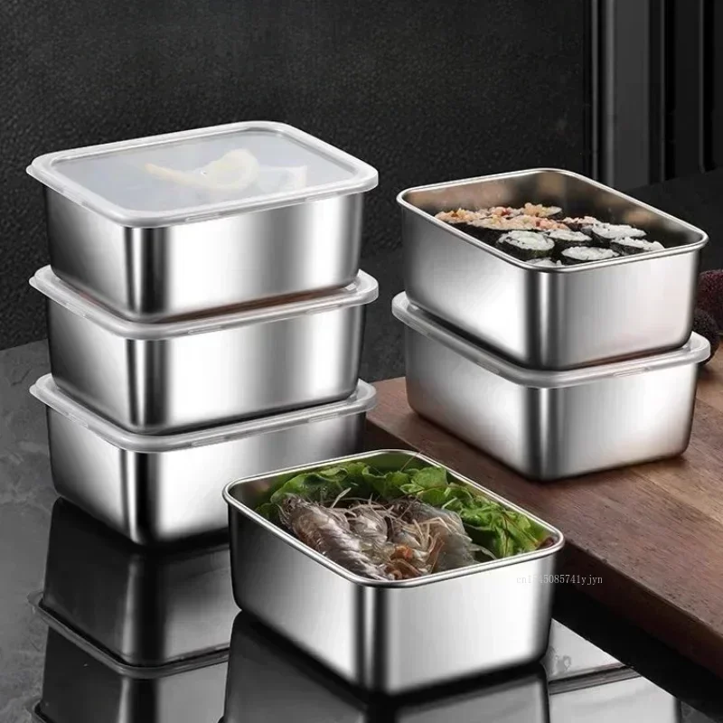 Nerezová obdĺžniková chrumkavejšia domácnosť Vonkajšia obedová skrinka Chladnička zmrznuté chrumkavejšie kontajnery pre kuchynské doplnky
