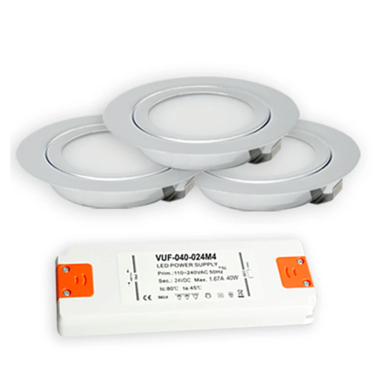 Nerezová oceľ 3W 5W 7W 12V 14mm Slim Mini LED Downlight Lights+ Ultra-tenký 100-240V Adaptér vodiča kuchyňa Kuchynské osvetlenie