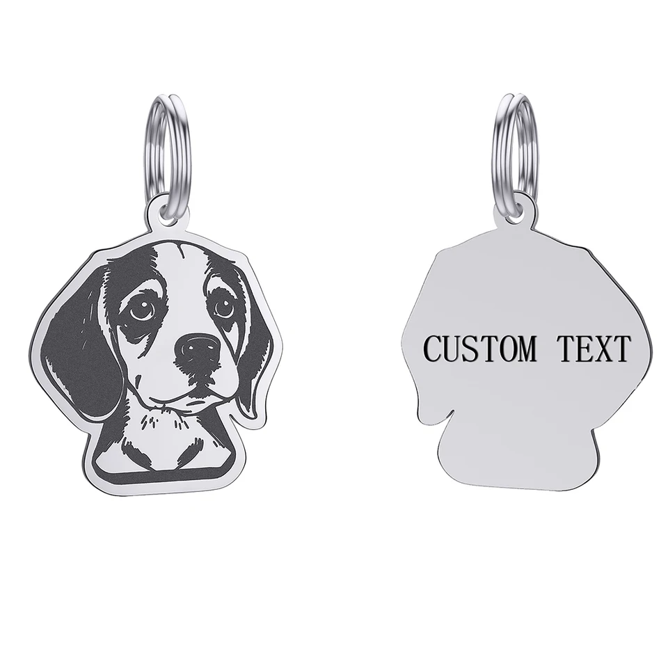 Nerezová oceľ Beagle Animal Dog ID Názov Názov telefónu Cont Gravírovaný náhrdelník Kľúčenky