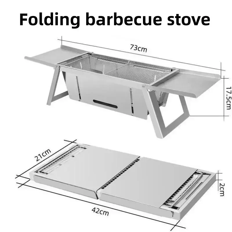 Nerezová oceľ grilovanie kachle vonkajšie uhlie skladacie grilovanie stojan Domácnosť Malé skladacie uhlíkové grilovanie špíz SHY BBQ