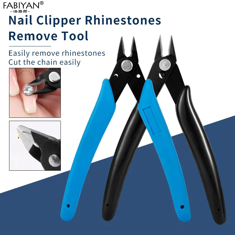 Nerezová oceľ na nechty Art Clipper Remover Reminestones Cutter Plier Reťaz Nožnice manikúra Vŕtanie klipov Nástroje