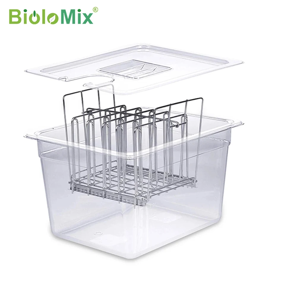 Nerezová oceľ Sous Vide Rack a 11l Sous Vide Containery Containers Odnímateľný oddeľovač pre ponorenie obehov