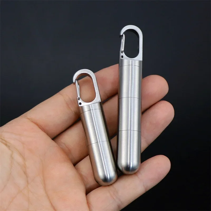 Nerezová oceľ Utesnená kapsula Prenosná mini nepremokavá tabletka kemping kemping firstdant Travel Outdoor prenosné puzdro