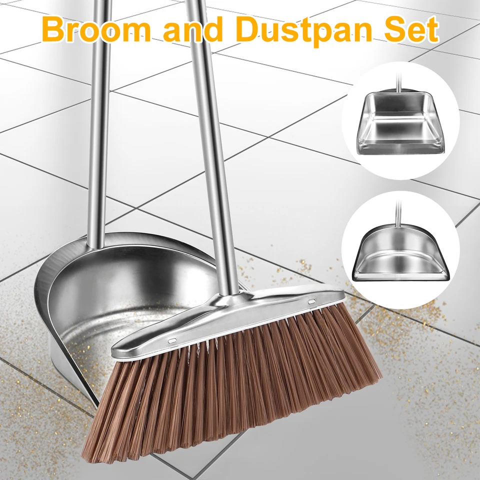 Nerezová oceľová metla Dustpan set s dlhou rukoväť