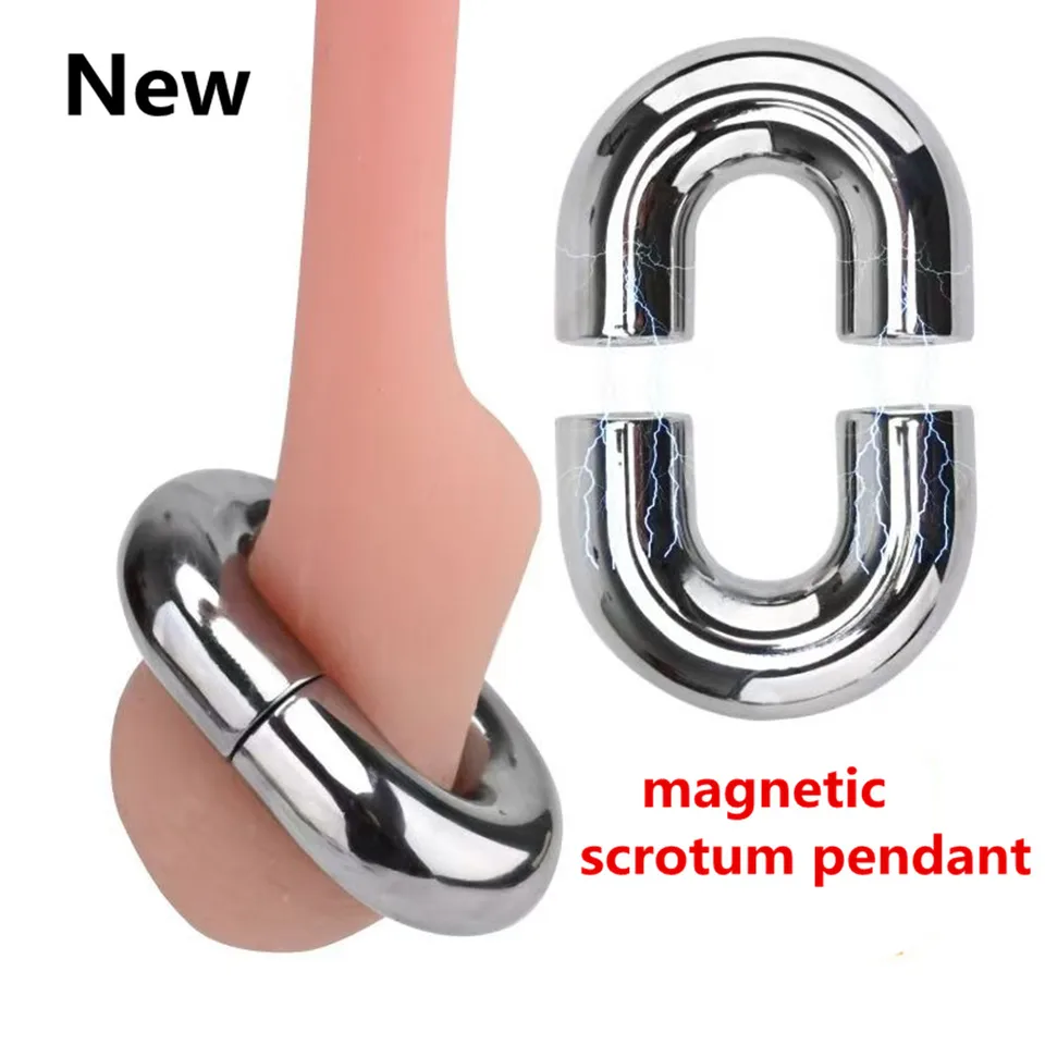 Nerezová oceľový kohútik Magnetický skrot prívesok natiahnutie BDSM Enhancer Lall Settis Sittis Penis Rings pre mužov 18SEX Hračky