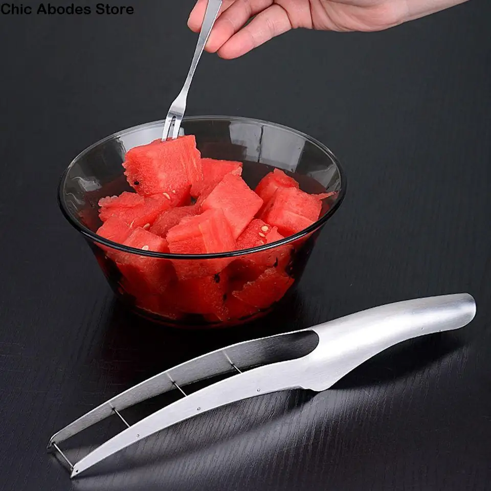 Nerezová oceľový melón noža nenápadná rukavica bezpečná nakrájaná ovocná deliaca delenie drážok dizajn rýchle rezanie