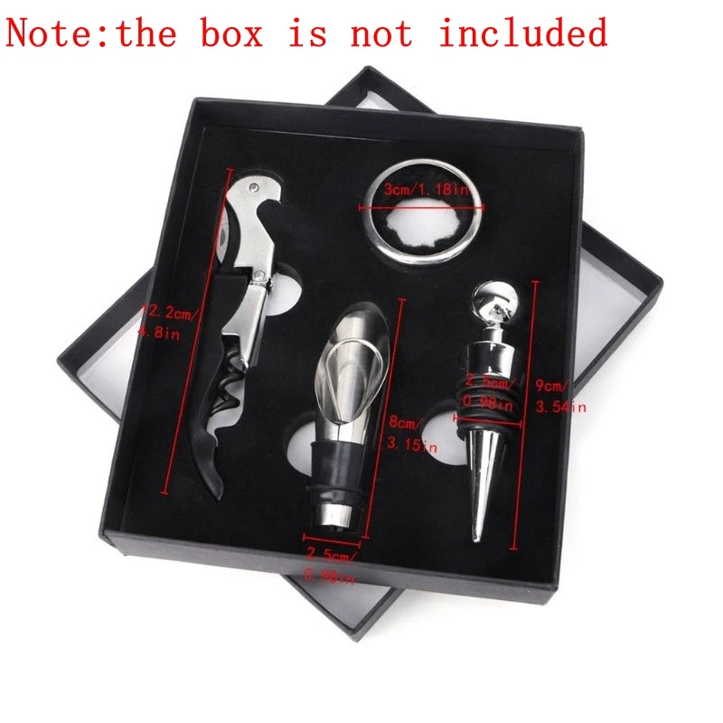 Nerezová vínna náradie darčekové sada fľaše otvárač vývrtky vývrtky nalievanie 4pcs set bez krabice YYY9493