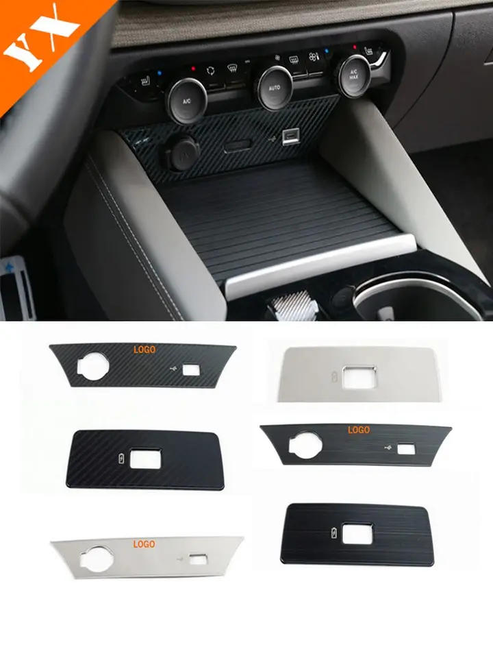 Nerezová čierna čierna auto predná zadná centrálna konzola USB nabíjanie Port Cover Deco Cover pre Citroen C5X 2021-2023 Príslušenstvo
