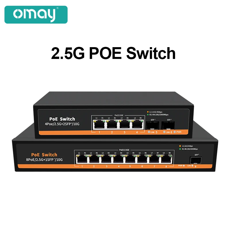 Nespravovaný prepínač Poe s 1*1/10G SFP+ Slot Port a 8*10/100 m/1g/2,5 g Poe portov