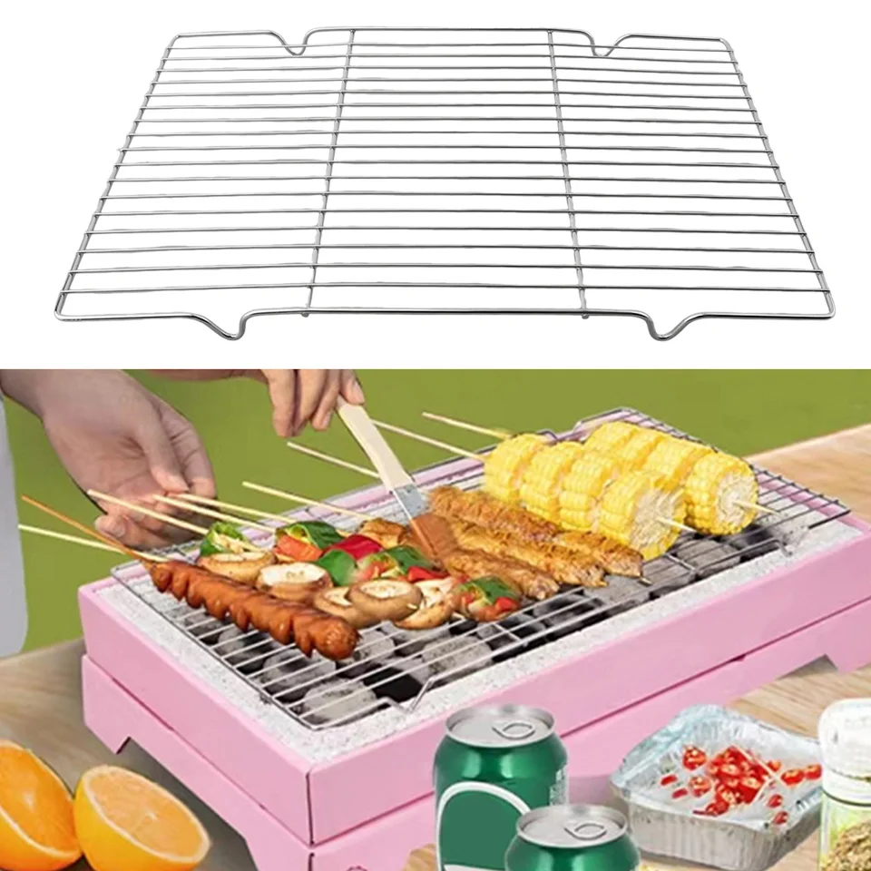 Net z nehrdzavejúcej ocele uhlíka 30*20,5*1,5 cm BBQ Grill Net pečenie pletivo prenosný grilový mriežka na kemping piknik
