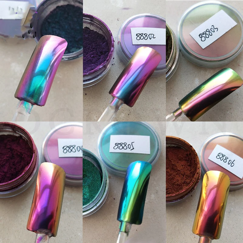 Net0.5g Pearl Chameleon Na nechty na nechty 12-farebný zrkadlo Polarizačný chameleón chrómový pigment Magic Aurora Chameleon Dust