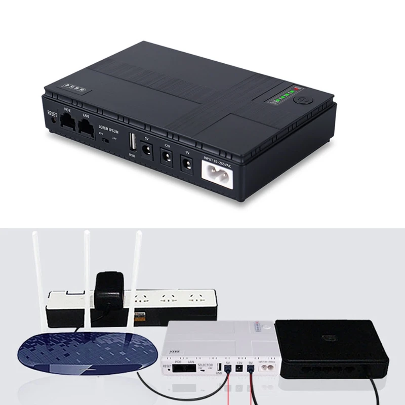 Neurobiteľné napájanie pre DC 5V, 9V, 12V Mini UPS Batéria zálohovanie veľkej kapacity pre smerovač WiFi WiFi WiFi