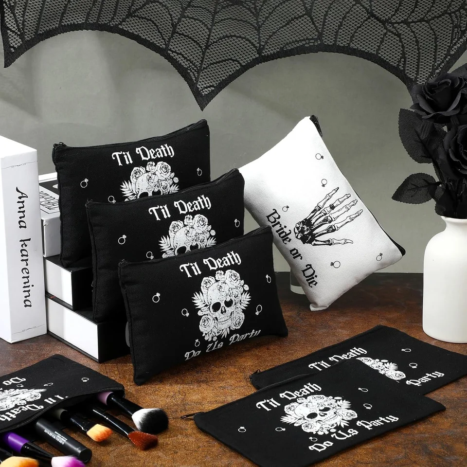 Nevesta alebo make -up taška na make -up do smrti Kozmetické tašky Gothic Halloween Svadobná sprcha bakalárske večierky Dodávky