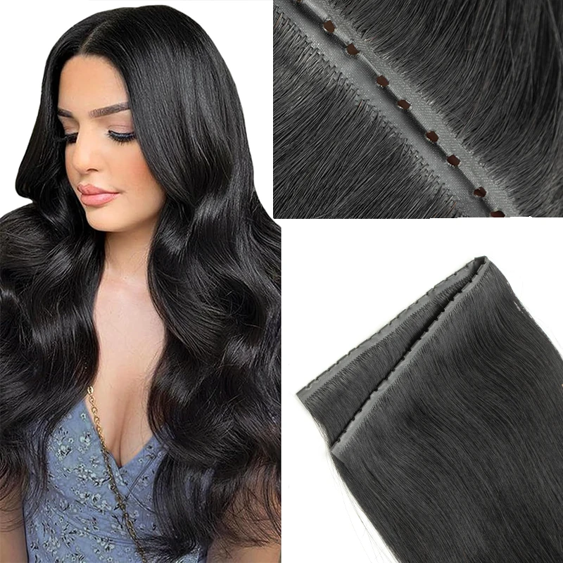 Neviditeľná diera plochá páska na páske ľudské vlasy Twin Tabs 25 cm dlhá páska Pu Weft Real Human Hair No Glue MicroLink Aplikácia 40-50G