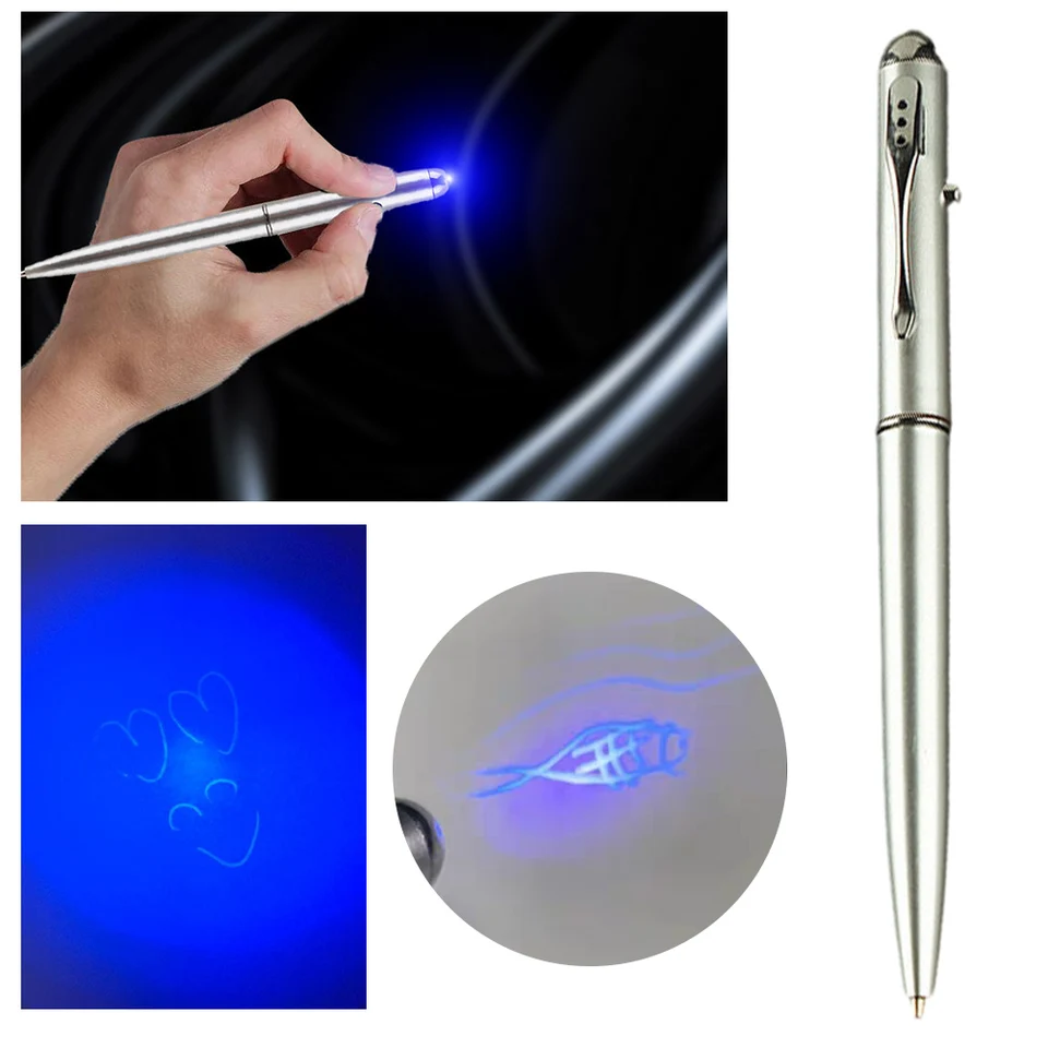 Neviditeľné atramentové pero vedené novinky guľôčkové perá s UV ľahkým plastovým tajomným značkou Pen Secret Ballpoin Pen Office School Supplies