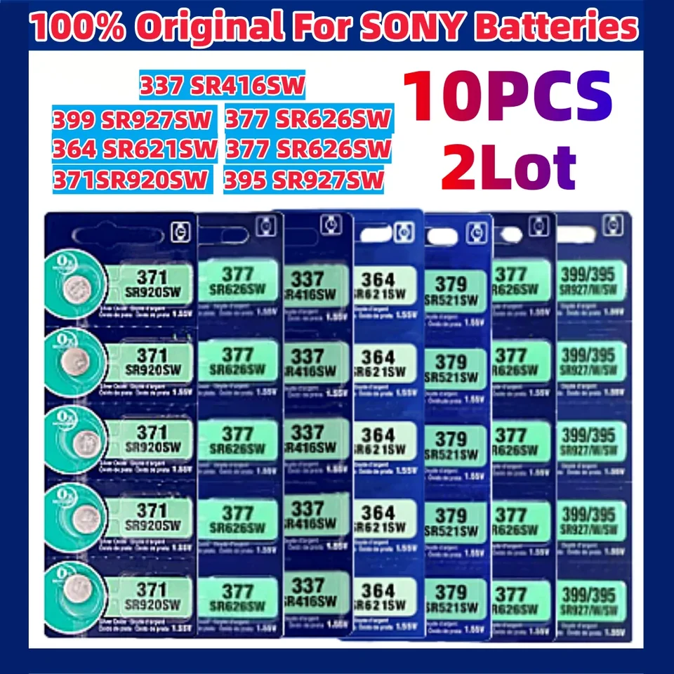 .New 10ks pre Sony 337 SR416SW Silver Watch Batéria 364 SR621SW 371 SR920SW 377 SR626SW 379 SR521SW 395 399 SR927SW