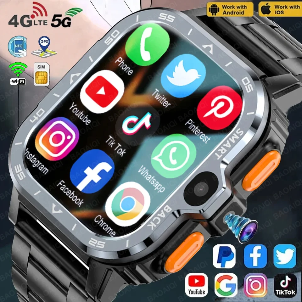 New Android GPS Smart Watch 4G/64G ROM Storage HD Dual Camera NFC Sledujte 2G 4G SIM kartu Globálne WiFi Wifi Wireless Fast Internet Access