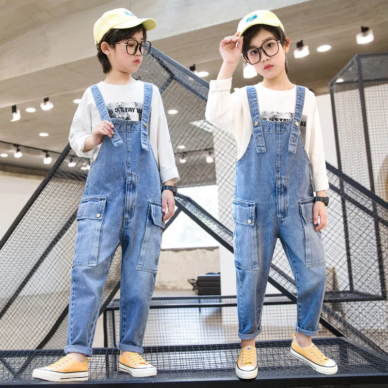 New Boys Džínsy dospievajúce kombinézy Rompers School Denim Denim Consumgers Consety pre veľkých chlapcov 6 7 8 9 10 11 12 13 14 14 rok