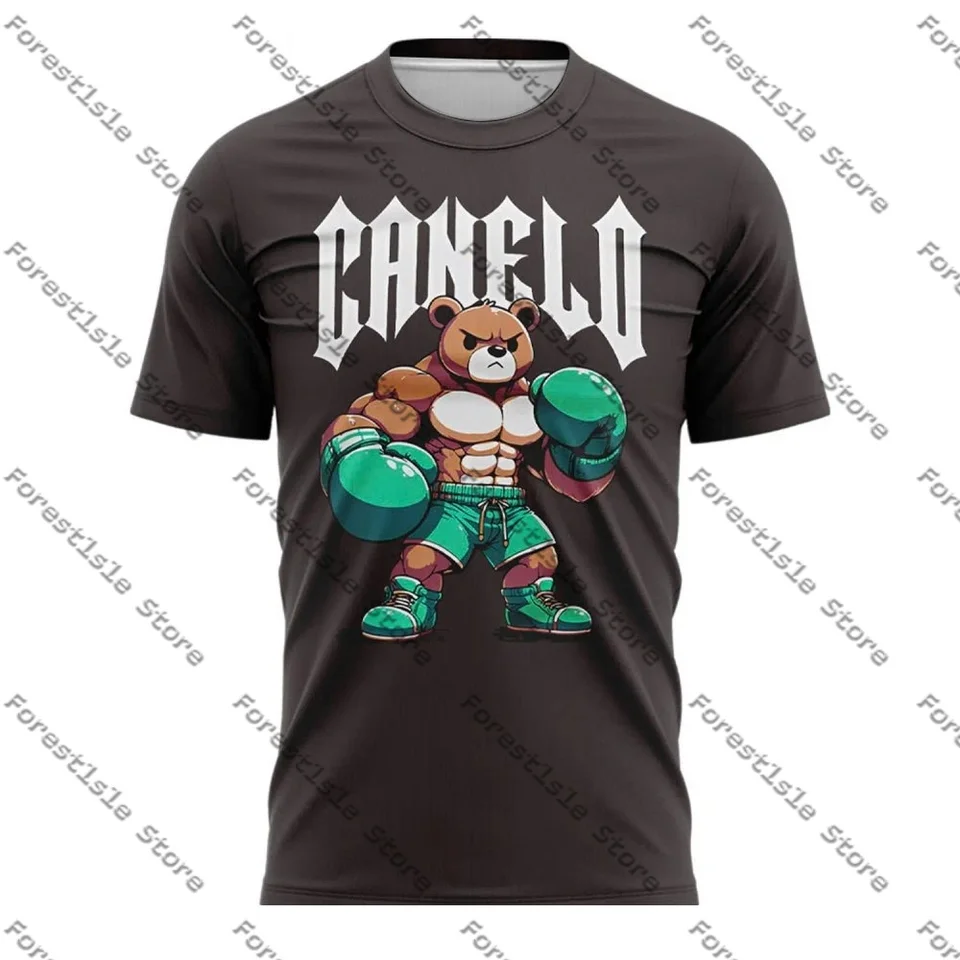 New Canelo Alvarez Bear Box Brown Tričko Street Módne pánske tričko Príležitostné všestranné mužské a dámske tričko