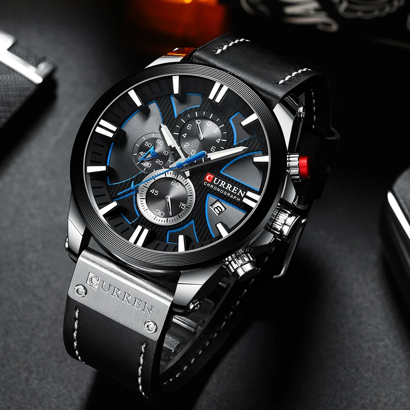 New Curren Men hodinky módne kremeň zápästie Watches Pánske vojenské vodotesné športy hodinky Mužské dátumy Relogio Masculino