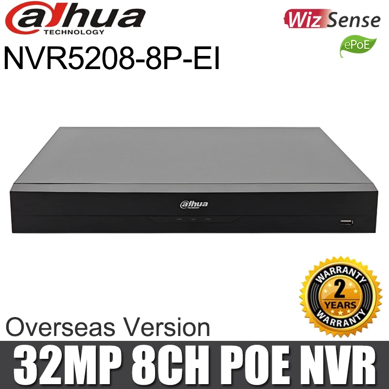 New Dahua NVR5208-8P-EI Wizsense 8ch 8poe Ai NVR 4K Acupick Dohľad videa Video Recorder Decorder Distect Detection EPOE ANPRE ANPR