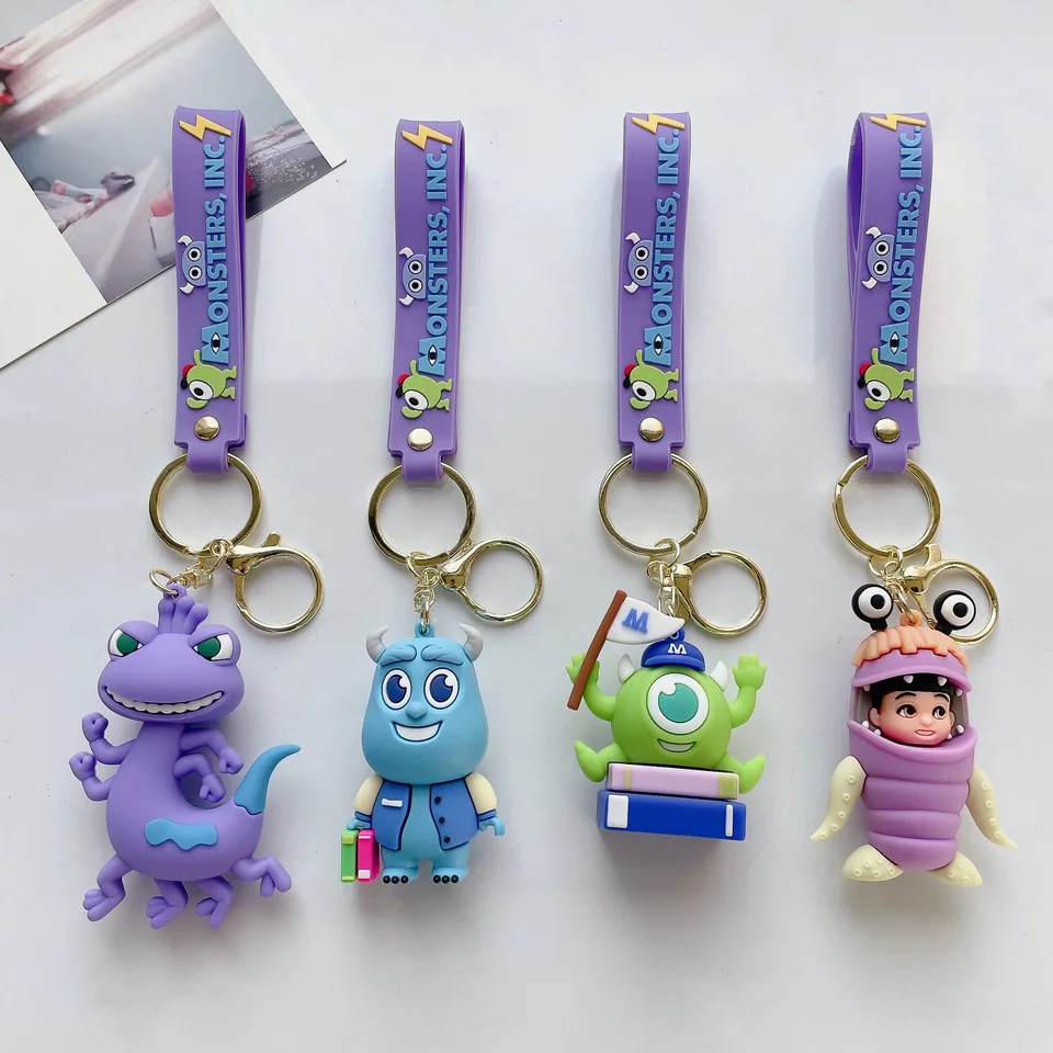 New Disney Monsters Inc University Mike Wazowski Keychain Action Figure Keyring Bag Pendant Hračky Doll Darček