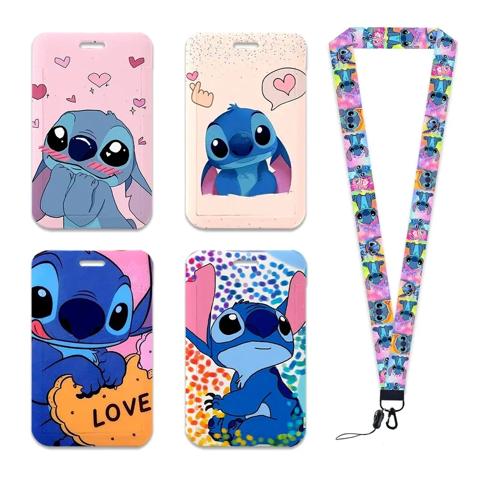 New Disney Stitch Lilo Držiteľ kariet Lanyard Držitelia kludov