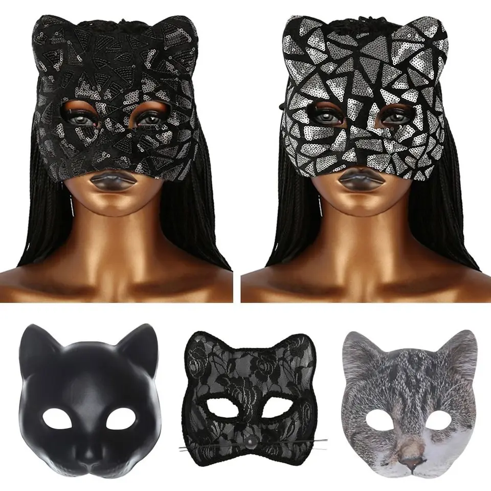 New Eva Cat Girl Mask Venetian Party Party make -up loptička Mardi gras maska ​​Half Face Eye Mask