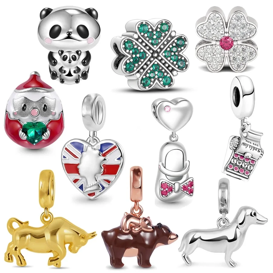 New Happy House Baby Panda & Gold Nan Plated Bullfight kúzlo korálky Fit originálne európske striebro 925 náramok DIY Dámske šperky