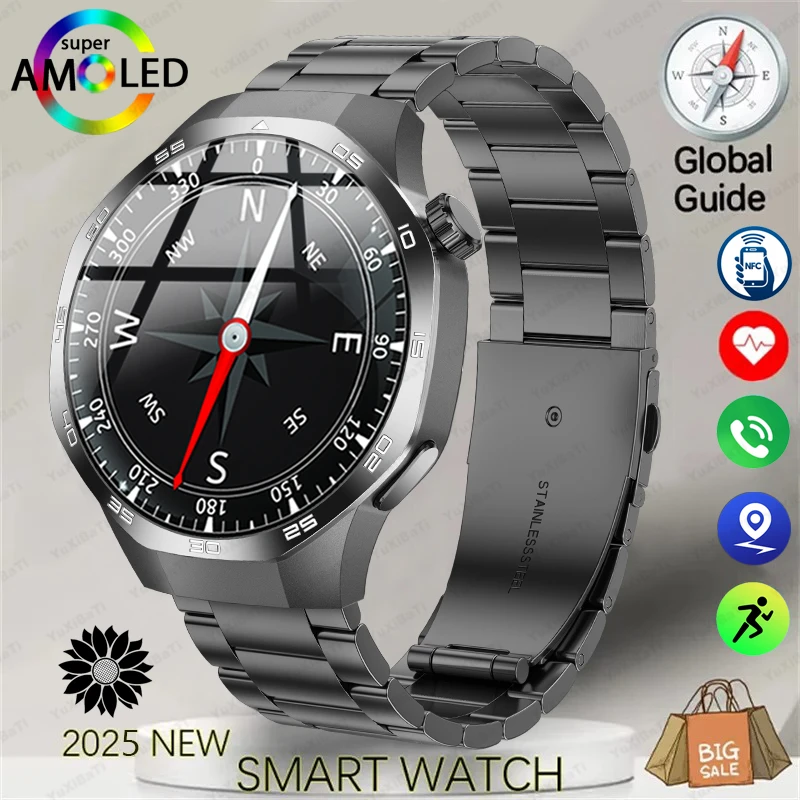 New Huawei Watch GT 5 Pro Men Smartwatch NFC Sensing Compass Pokročilé športové inteligentné hodinky Sunflower GPS System Fashion Watch Darček