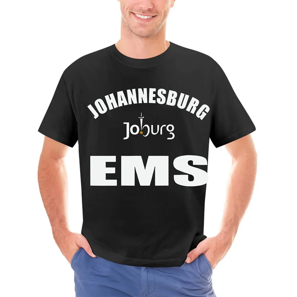 New Johannesburg Južná Afrika Hasičské zbory EMS Navy T tričko Dvojitá strana najnovšej O-ne-neck Cotton Men Pohodlná košeľa Homme (2)