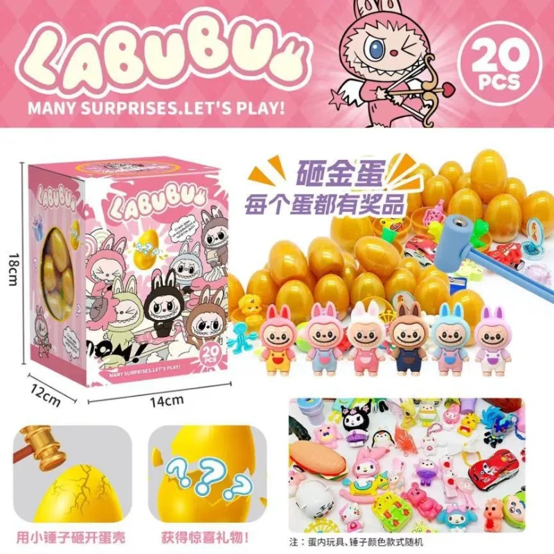 New LaBubu Monster Party Anime postava Smasing Golden Egg Fun Pinching Le Minso Santa Claus Hračky narodeniny vianočné darčeky