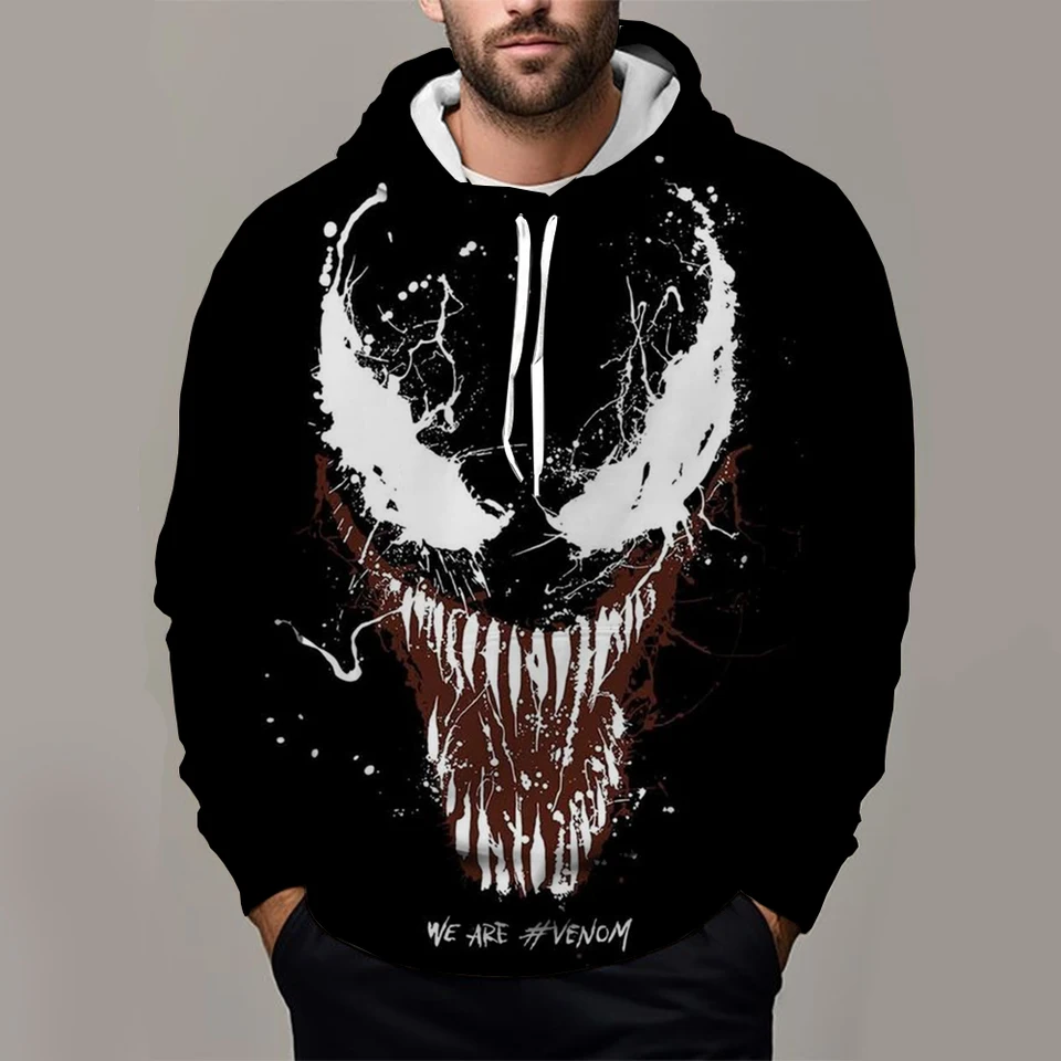 New Marvel Venom tlač Pánska mikina 3D tlače vrcholy nadmerne veľkej módy Pullover Street Príležitostné mimozemské mikiny pánske oblečenie