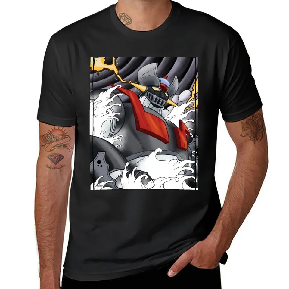 New Mazinger Z Tričko Tričko Tričko s krátkym rukávom Vinobranie oblečenie Pánske biele tričká