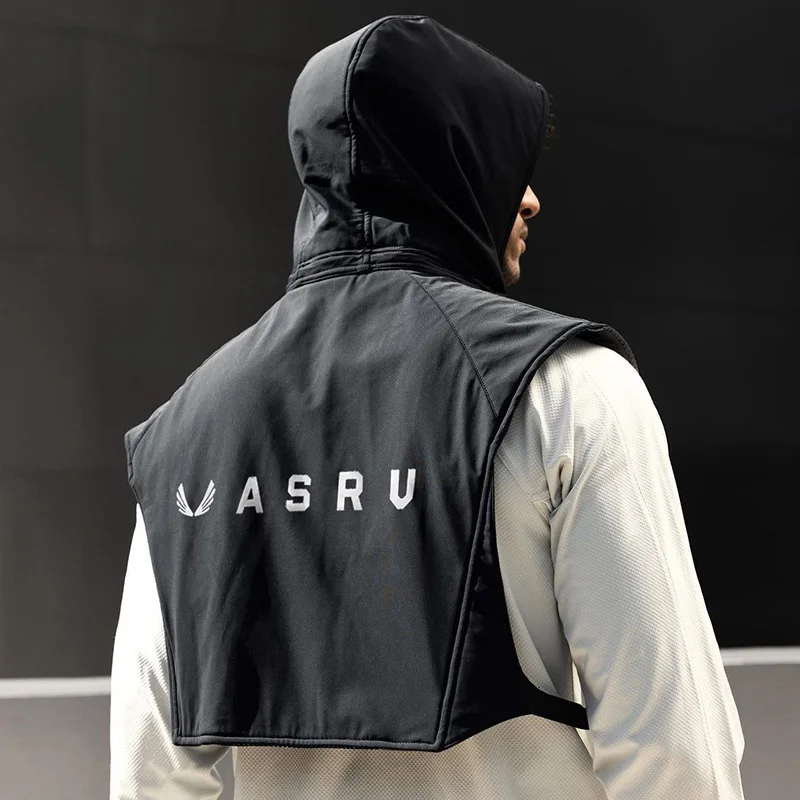 New Mens Gym Sports s kapucňou vesta Witerproof Outdoors Night Running odráža zipsový plášť bez rukávov bez rukávov mužské fitness odev