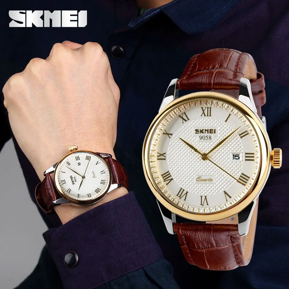 New Mens Watches skmei vodotesné kremeň módne autobusy kožené náramkové hodinky pre mužov dámske hodiny reloj hombre relogio maskulino