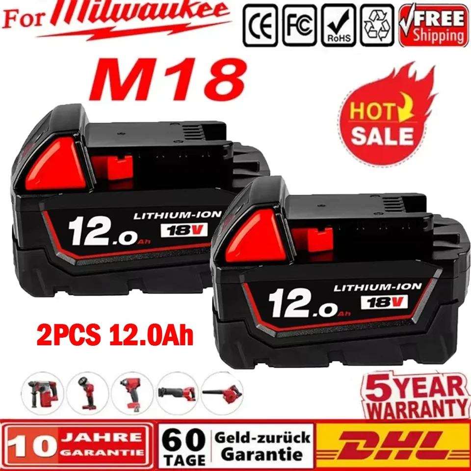 New Milwaukee M18 48-11-1815 48-11-1850 2646-20 2642-21Ct Service M18 Kladné nabíjačku batérie 18V 12000MAH