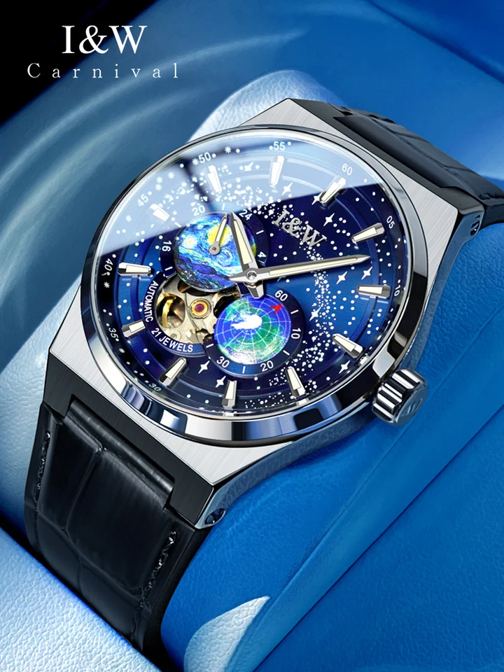 New Miyota Movement Automatické hodinky Luxusné značky Karnevalové hodinky pre mužov Sapphire Malé sekundy 24 hodín 50 metrov vodotesný reloj