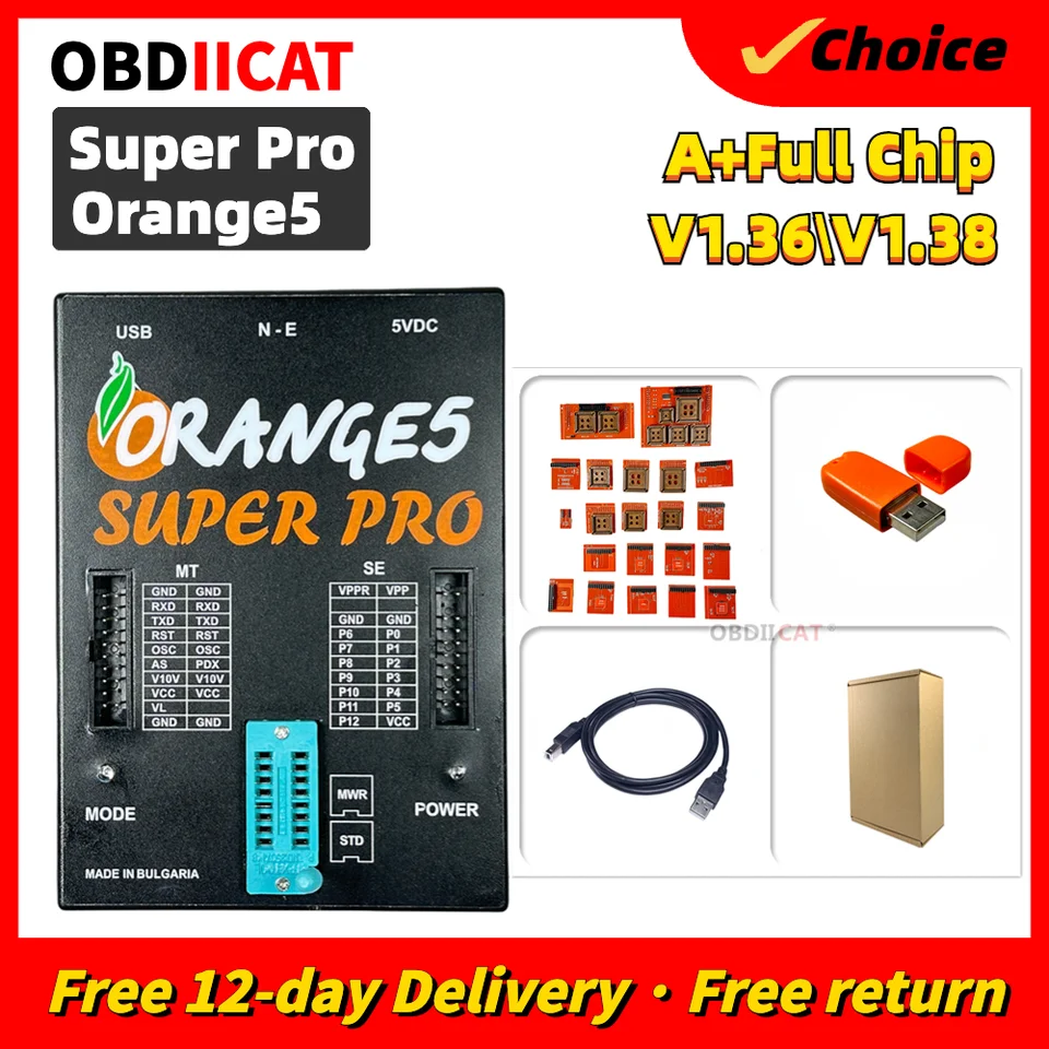 New OEM Super Pro Orange 5 Professional Programming Device V1.38 V1.35 Plus s zariadením USB Dongle ECU Progamming
