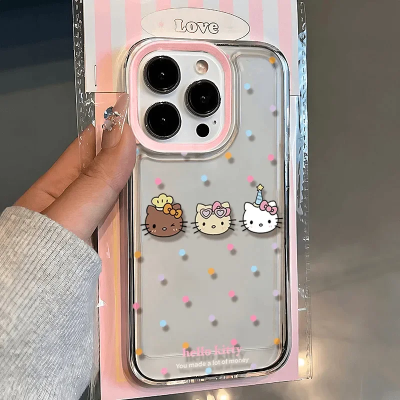 New Sanrio Hello Kitty Wave Point Kawaii Pase pre iPhone 16 15 14 13 12 11 Pro Max xr xs max 7 8 plus y2k Pink Girl Cover