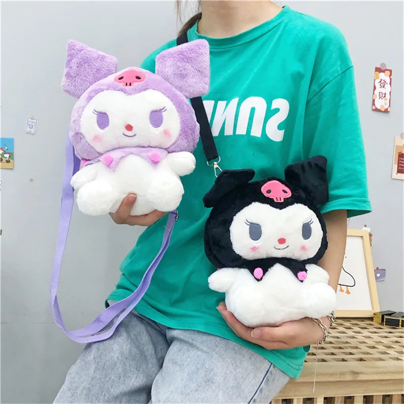 New Sanrio Kuromi plyšová taška Detské tašky Dievčatá batoh kawaii plnené hračky Plushie Cartoon Dámske tašky Boys narodeniny darčeky
