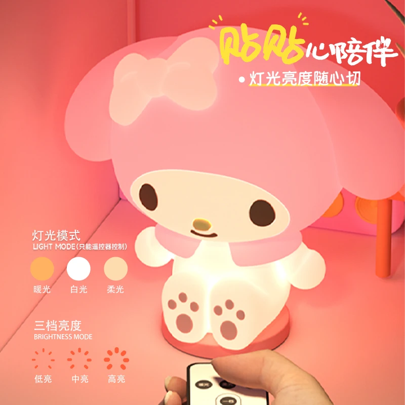 New Sanrio My Melody Silikone Night Light Anime Figures melódiu Clap Svetlo spál