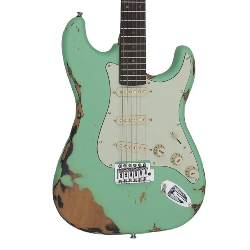 New Style Green Professional ST Electric Guitar 6 Strings Veľkoobchod cena gitara vyrobená v Číne
