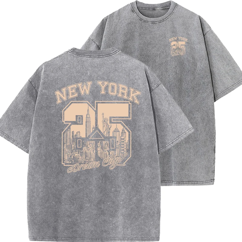 New York City Funny Print Woman T tričká Summer Vintage Washed Cotton Priedušné tričko Tetle Módne neformálne domáce tričko