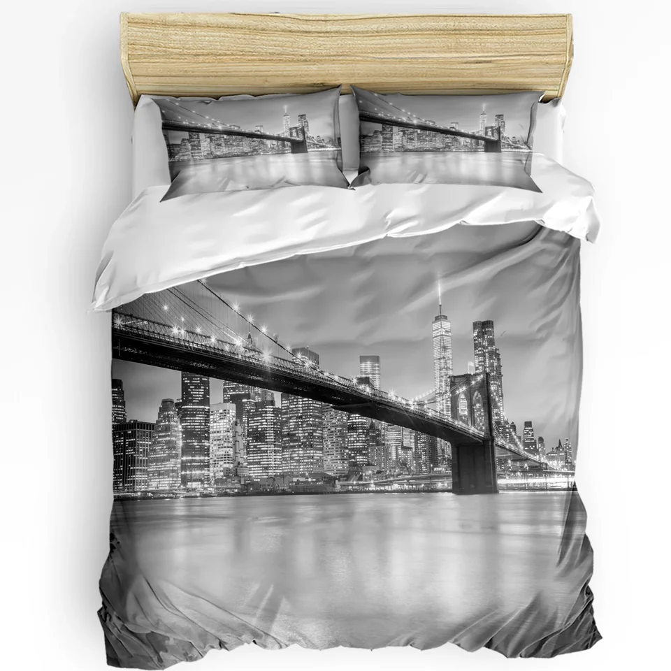 New York City Night Printed Comfort Duet Cover vankúš Panlow Domov Textil Cover Cover Cover chlapče dospievajúce dievča luxus 3ks posteľná sada