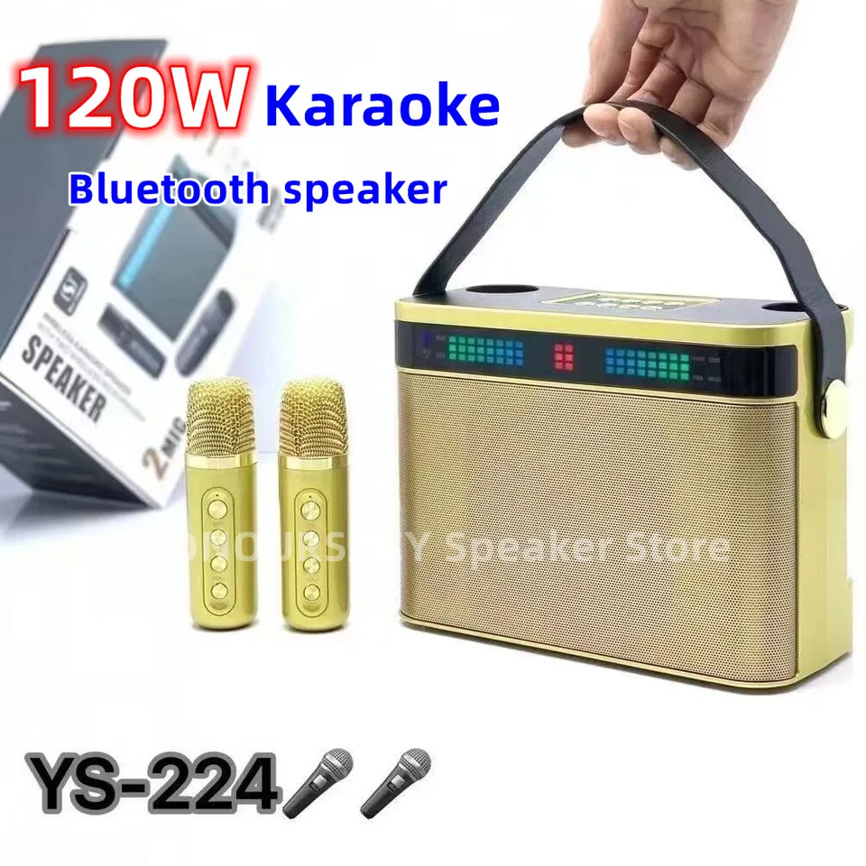 New YS224 120W High -Power Prenosné reproduktory Karaoke duálny mikrofón Bluetooth Audio Smart External K Song Zariadenie Caixa de Som